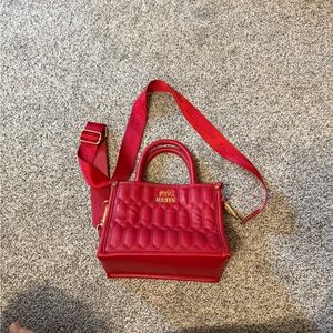 Steve Madden Red Quilted Mini Satchel with Adjustable Strap